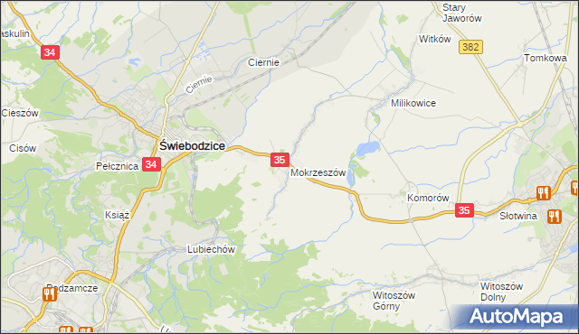 mapa Mokrzeszów, Mokrzeszów na mapie Targeo
