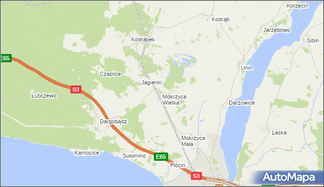 mapa Mokrzyca Wielka, Mokrzyca Wielka na mapie Targeo