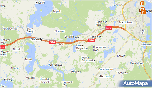 mapa Nowe Bagienice, Nowe Bagienice na mapie Targeo