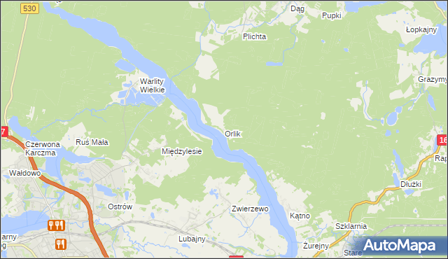 mapa Orlik gmina Łukta, Orlik gmina Łukta na mapie Targeo