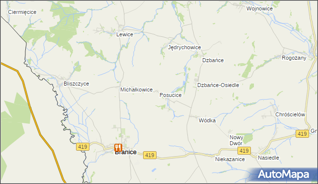 mapa Posucice, Posucice na mapie Targeo