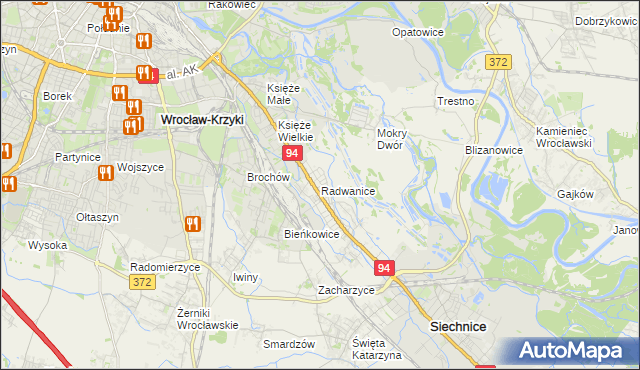 mapa Radwanice gmina Siechnice, Radwanice gmina Siechnice na mapie Targeo