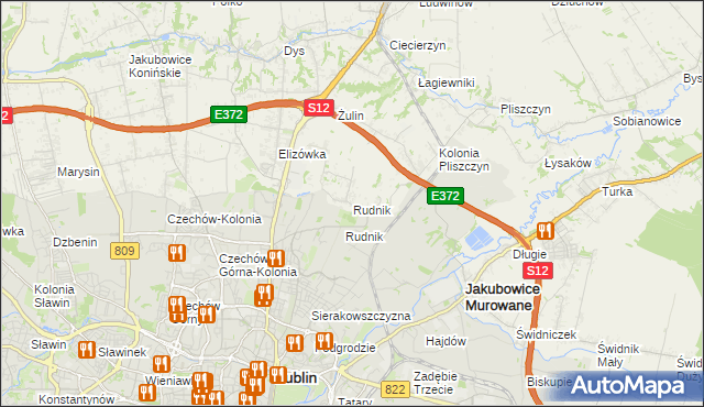 mapa Rudnik gmina Wólka, Rudnik gmina Wólka na mapie Targeo
