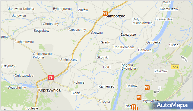 mapa Skotniki gmina Samborzec, Skotniki gmina Samborzec na mapie Targeo