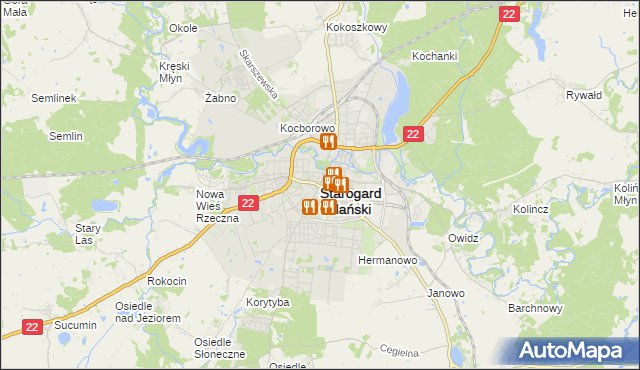 mapa Starogard Gdański, Starogard Gdański na mapie Targeo