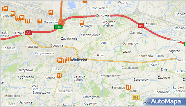 mapa Sułków gmina Wieliczka, Sułków gmina Wieliczka na mapie Targeo