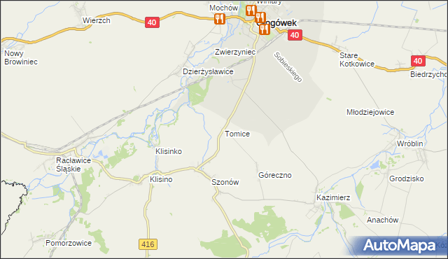 mapa Tomice gmina Głogówek, Tomice gmina Głogówek na mapie Targeo
