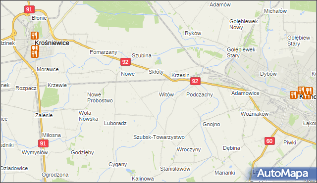 mapa Witów gmina Krośniewice, Witów gmina Krośniewice na mapie Targeo