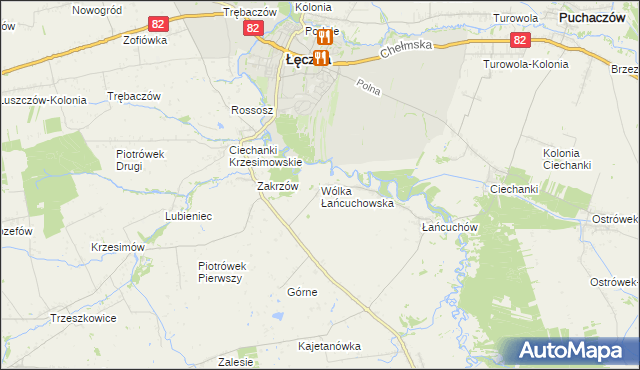 mapa Wólka Łańcuchowska, Wólka Łańcuchowska na mapie Targeo