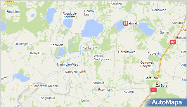 mapa Wólka Nadrybska, Wólka Nadrybska na mapie Targeo