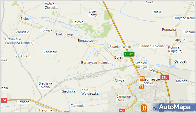 mapa Wysokie gmina Zamość, Wysokie gmina Zamość na mapie Targeo