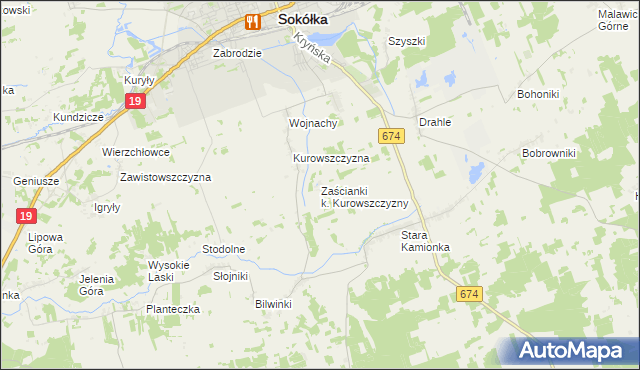 mapa Zaścianki k. Kurowszczyzny, Zaścianki k. Kurowszczyzny na mapie Targeo