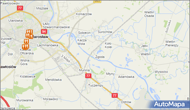 mapa Zgoda gmina Jarosław, Zgoda gmina Jarosław na mapie Targeo