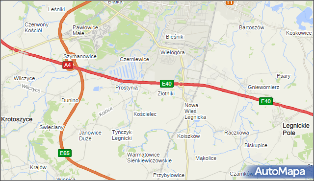 mapa Złotniki gmina Krotoszyce, Złotniki gmina Krotoszyce na mapie Targeo