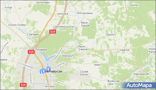 mapa Baciki Średnie, Baciki Średnie na mapie Targeo