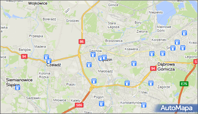 mapa Będzin, Będzin na mapie Targeo