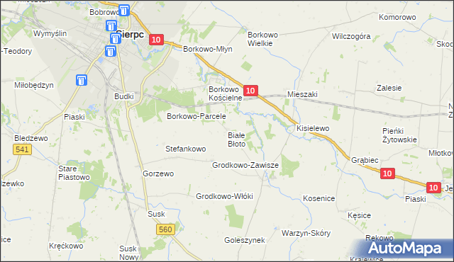 mapa Białe Błoto gmina Sierpc, Białe Błoto gmina Sierpc na mapie Targeo