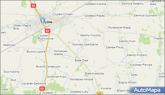 mapa Białe-Giezki, Białe-Giezki na mapie Targeo