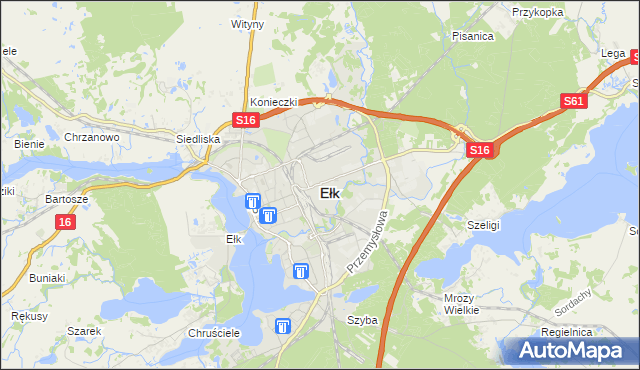 mapa Ełku, Ełk na mapie Targeo