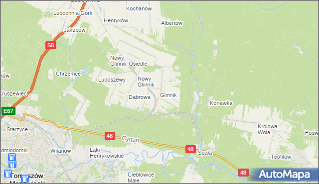 mapa Glinnik gmina Lubochnia, Glinnik gmina Lubochnia na mapie Targeo