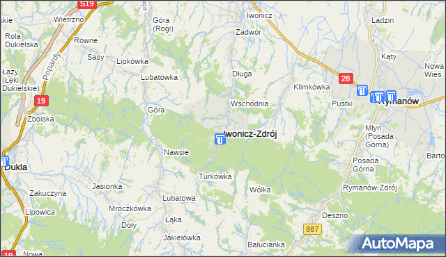 mapa Iwonicz-Zdrój, Iwonicz-Zdrój na mapie Targeo