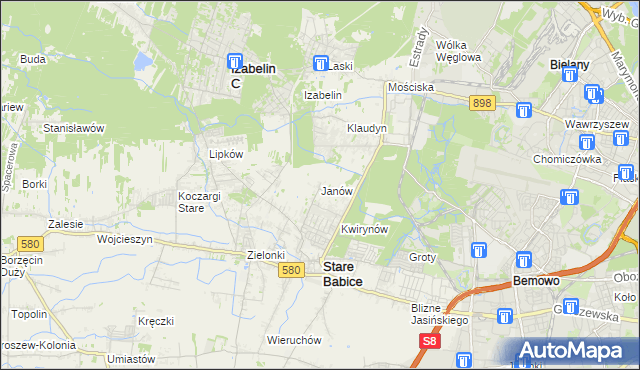 mapa Janów gmina Stare Babice, Janów gmina Stare Babice na mapie Targeo