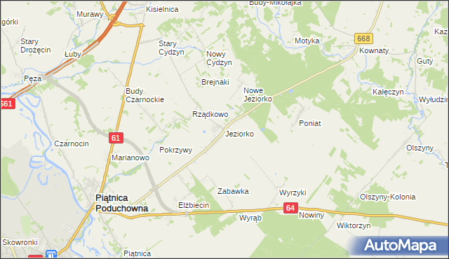 mapa Jeziorko gmina Piątnica, Jeziorko gmina Piątnica na mapie Targeo