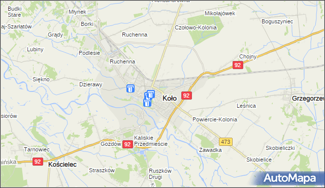 mapa Koło, Koło na mapie Targeo
