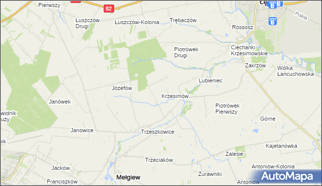 mapa Krzesimów, Krzesimów na mapie Targeo