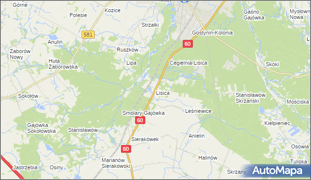 mapa Lisica, Lisica na mapie Targeo