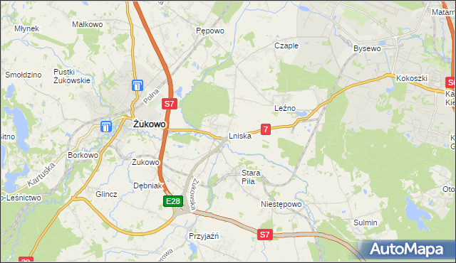 mapa Lniska, Lniska na mapie Targeo