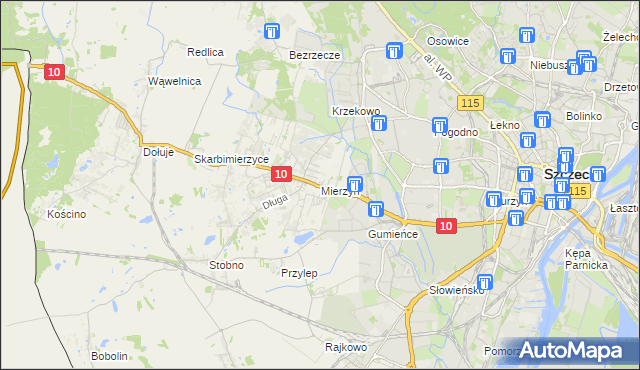 mapa Mierzyn gmina Dobra (Szczecińska), Mierzyn gmina Dobra (Szczecińska) na mapie Targeo