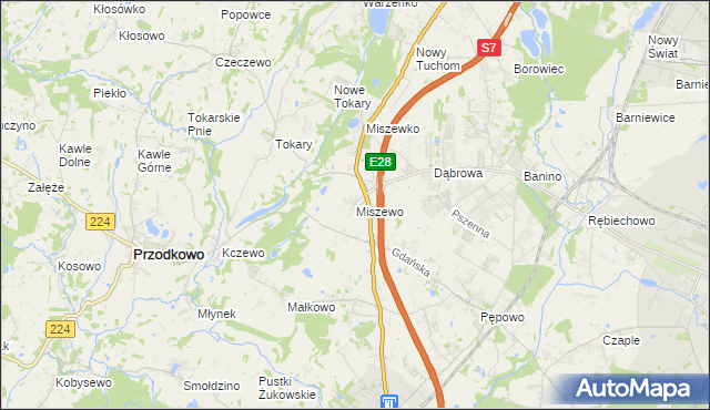 mapa Miszewo gmina Żukowo, Miszewo gmina Żukowo na mapie Targeo
