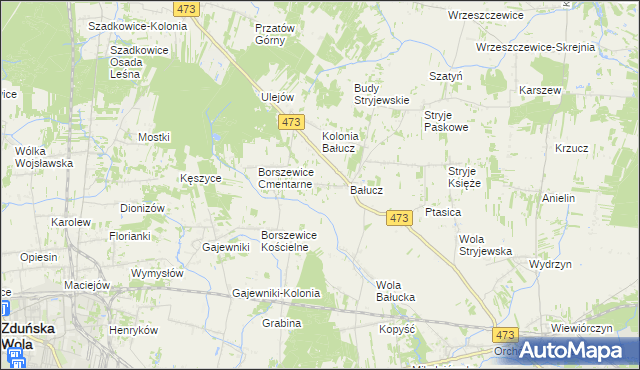 mapa Młynisko gmina Łask, Młynisko gmina Łask na mapie Targeo