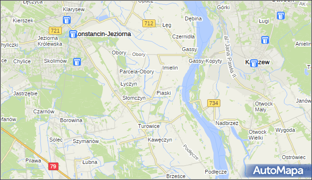 mapa Piaski gmina Konstancin-Jeziorna, Piaski gmina Konstancin-Jeziorna na mapie Targeo