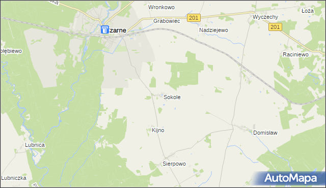 mapa Sokole gmina Czarne, Sokole gmina Czarne na mapie Targeo