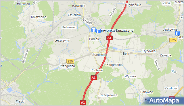 mapa Stanowice gmina Czerwionka-Leszczyny, Stanowice gmina Czerwionka-Leszczyny na mapie Targeo
