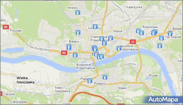 mapa Torunia, Toruń na mapie Targeo