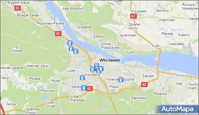 mapa Włocławka, Włocławek na mapie Targeo