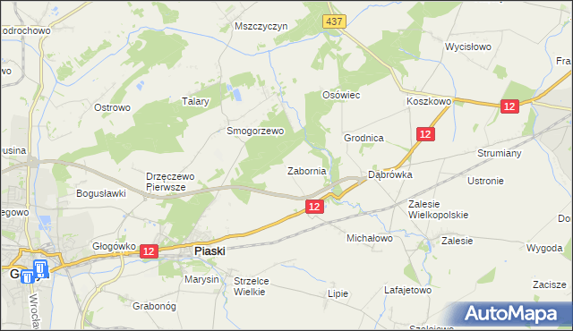 mapa Zabornia gmina Piaski, Zabornia gmina Piaski na mapie Targeo
