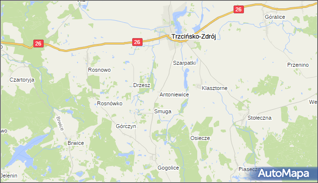 mapa Antoniewice, Antoniewice na mapie Targeo