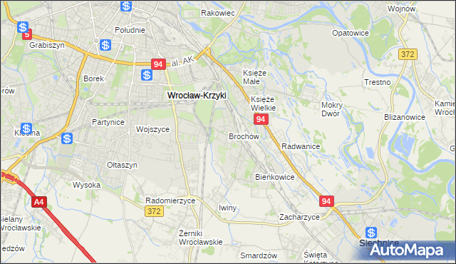 mapa Brochów gmina Wrocław, Brochów gmina Wrocław na mapie Targeo