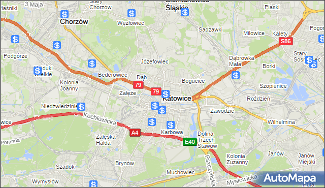 mapa Katowic, Katowice na mapie Targeo