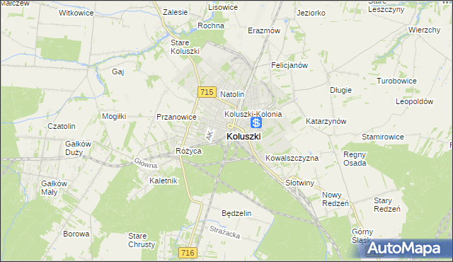 mapa Koluszki, Koluszki na mapie Targeo