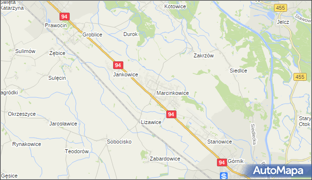 mapa Marcinkowice gmina Oława, Marcinkowice gmina Oława na mapie Targeo