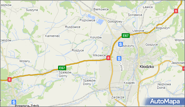 mapa Mikowice gmina Kłodzko, Mikowice gmina Kłodzko na mapie Targeo