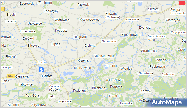mapa Nieznanowice gmina Gdów, Nieznanowice gmina Gdów na mapie Targeo