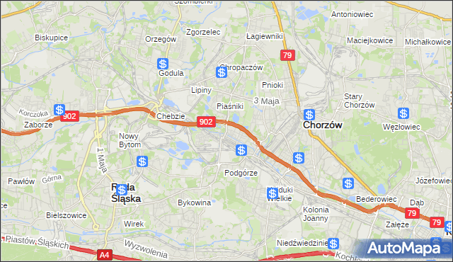 mapa Świętochłowice, Świętochłowice na mapie Targeo