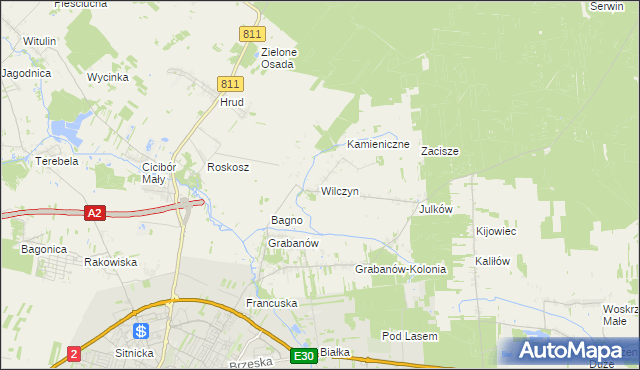 mapa Wilczyn gmina Biała Podlaska, Wilczyn gmina Biała Podlaska na mapie Targeo