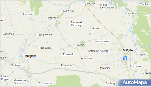 mapa Zalesie gmina Milejów, Zalesie gmina Milejów na mapie Targeo